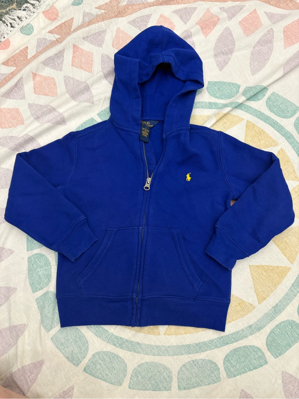 Polo by Ralph Lauren Royal Blue Kids Zip Hoodie with Yellow Pony